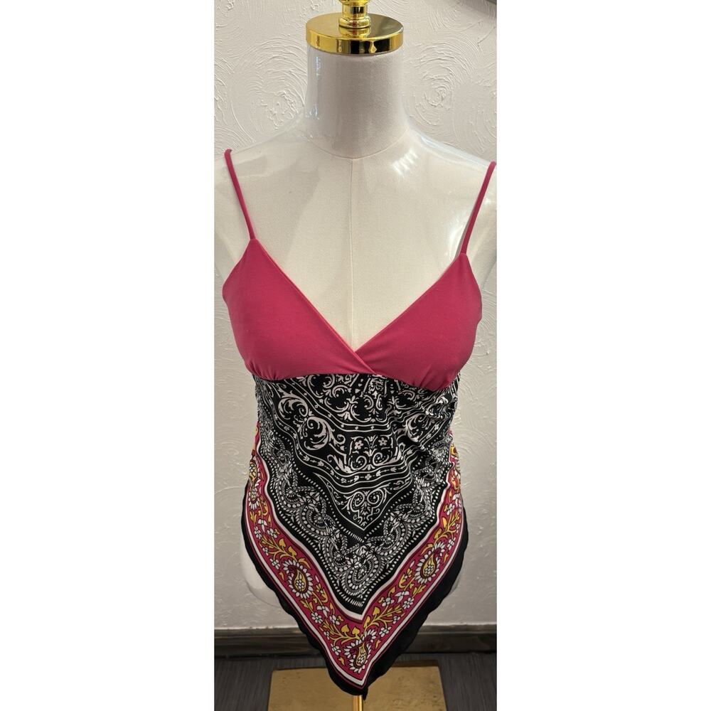 Vintage Topia Women’s Handkerchief Tank Top Size Medium Asymmetrical 90s Padded